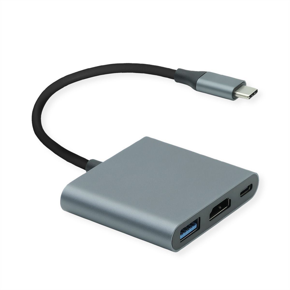 ROLINE Type C - HDMI Adapter, M/F, 1x USB 3.2 Gen 1 A, 1x Type C (Power Delivery)