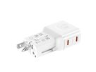 VALUE POCKET Travel Charger, EU/UK/US, 2x Ports USB C, 45W, white