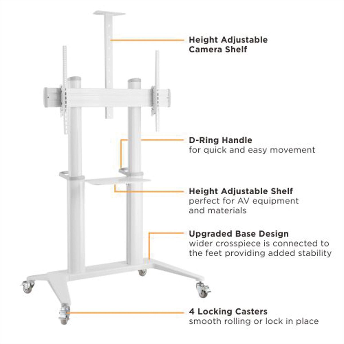 ROLINE Ultra Large LCD/TV Mobile Cart, 70–120 inch, max. 140 kg, black