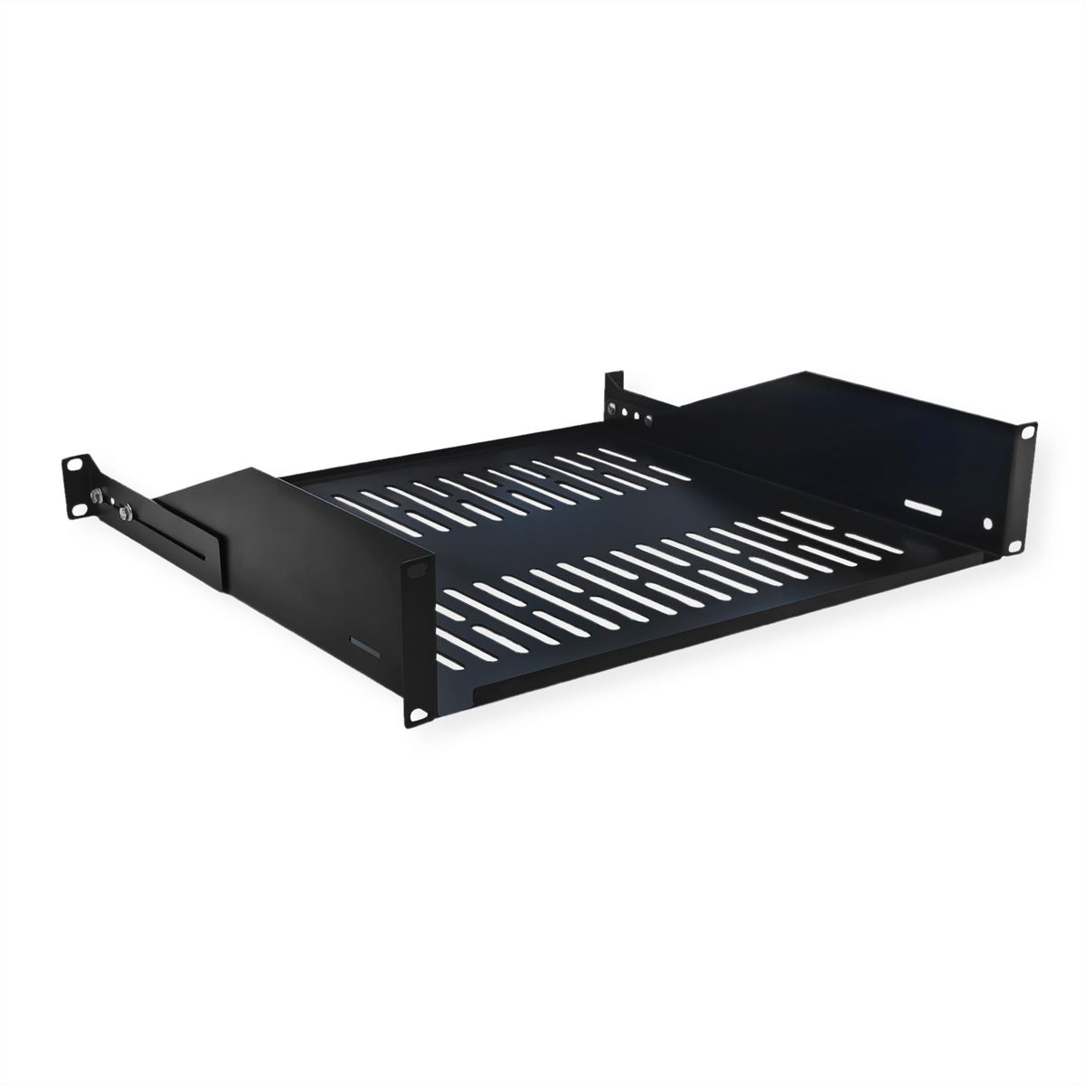 VALUE 19"-Fixed Shelf, 440 x 400mm, max. 25kg, 2U, U-Shape, black