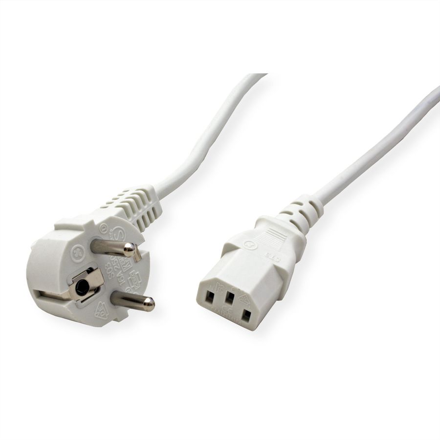 VALUE Power Cable, straight IEC Conncector, white, 1.8 m