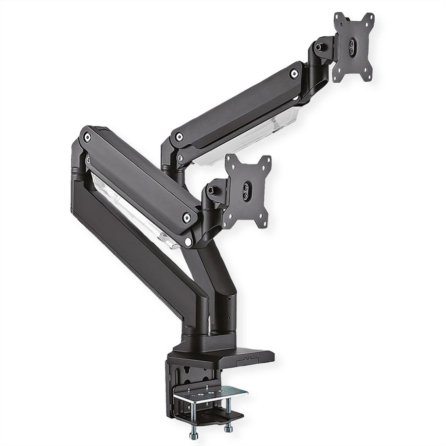 ROLINE Dual LCD Monitor Stand Pneumatic, Desk Clamp, Pivot, 5 Joints, 17–35 inch, max. 2x 15 kg