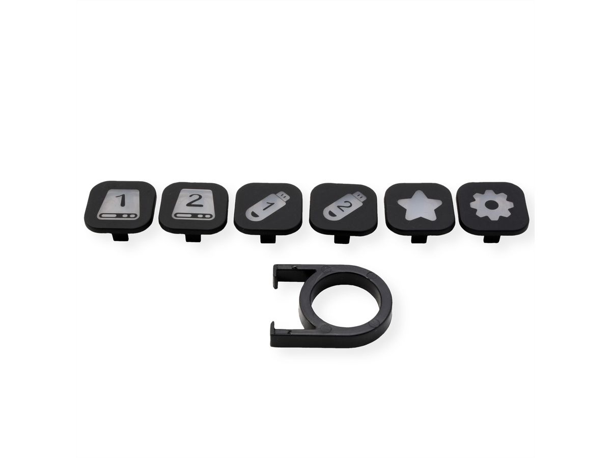 ROLINE USB 3.2 Gen 1 Hub, 7 Ports, USB Type A Connection Cable, with Power Supply, Swappable Buttons