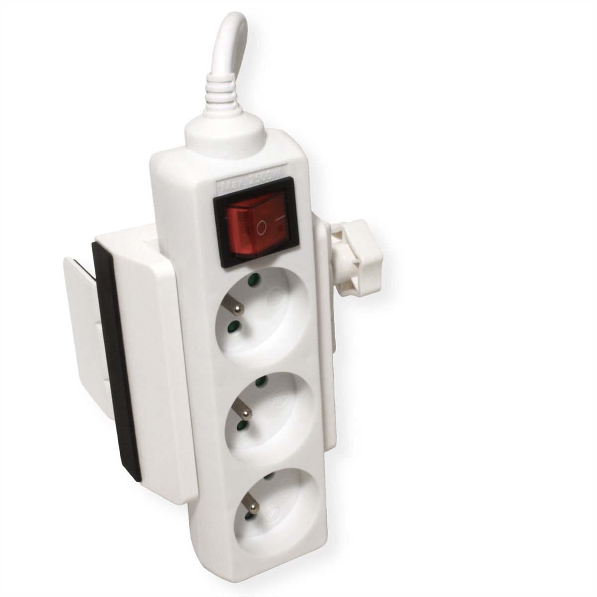 VALUE Clamp-On Power Strip Holder, Desk Leg Mount, white