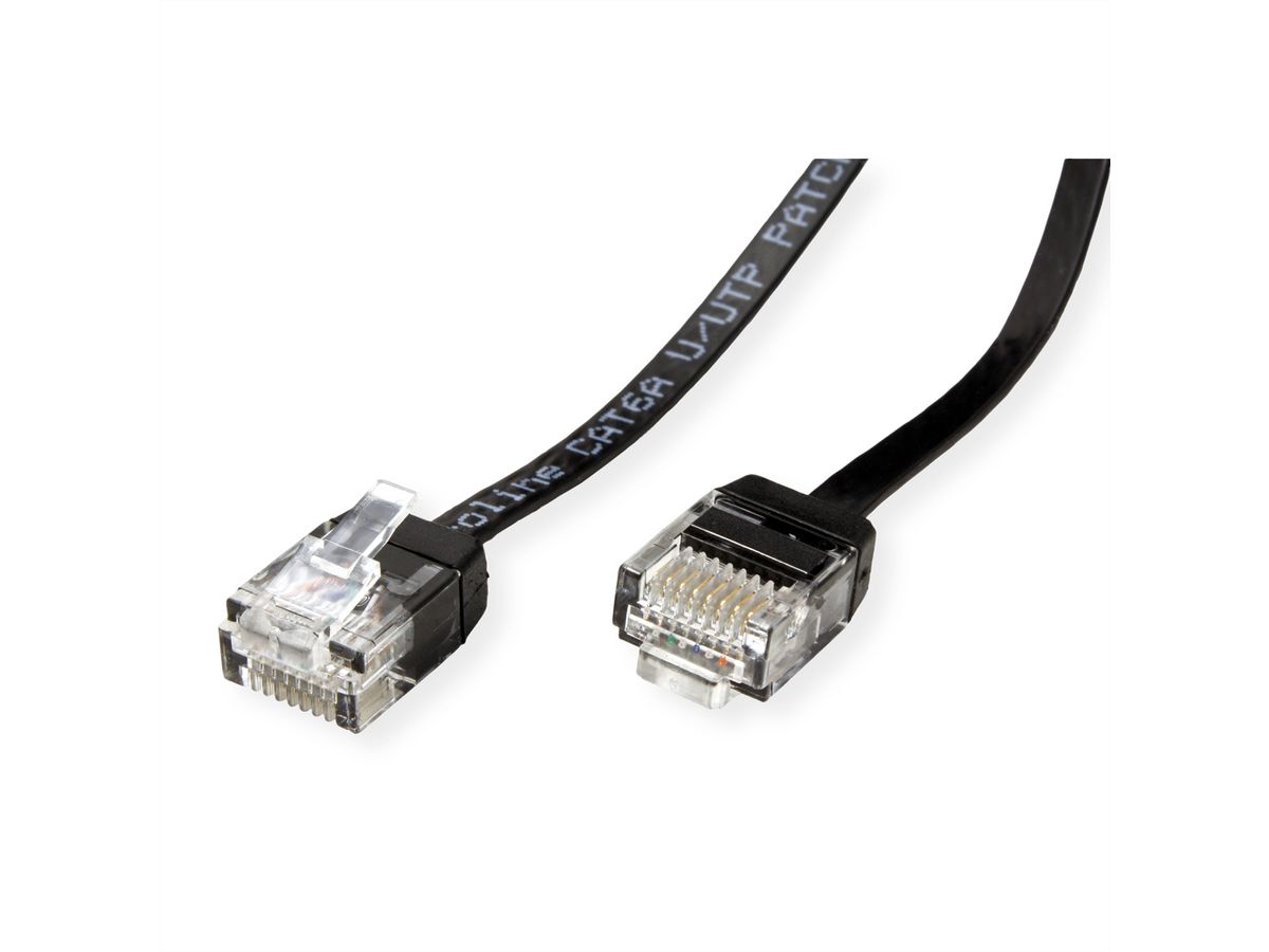 ROLINE Traveller UTP Patch Cord, Cat.6A (Class EA), extra-flat, black, 1 m