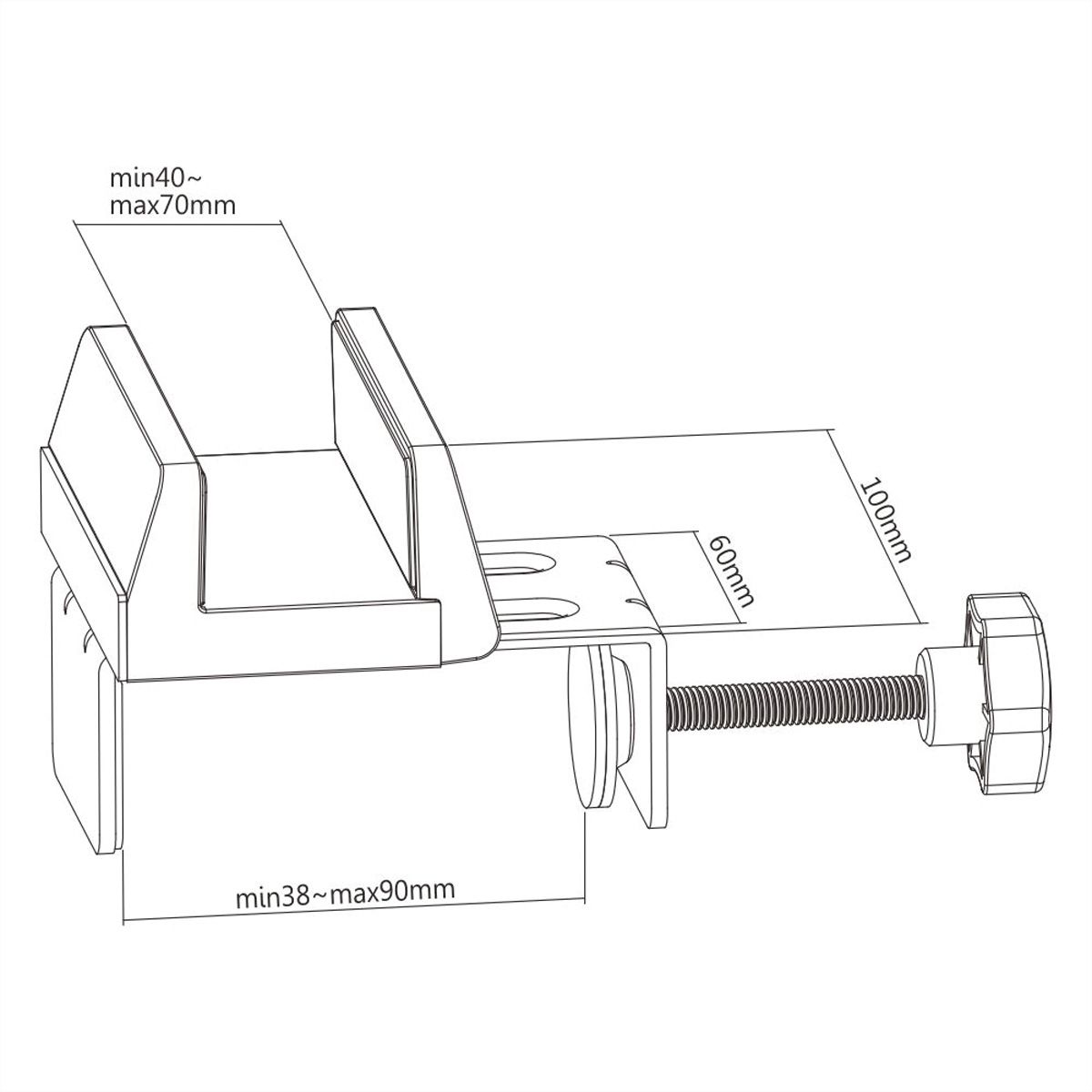 VALUE Clamp-On Power Strip Holder, Desk Leg Mount, white