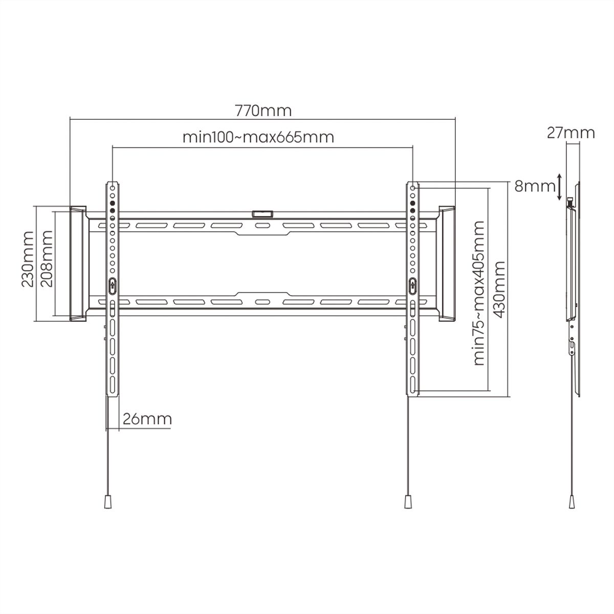 VALUE TV Wall Mount, 27mm Wall Distance, fixed, 37–80 inch, max. 75 kg