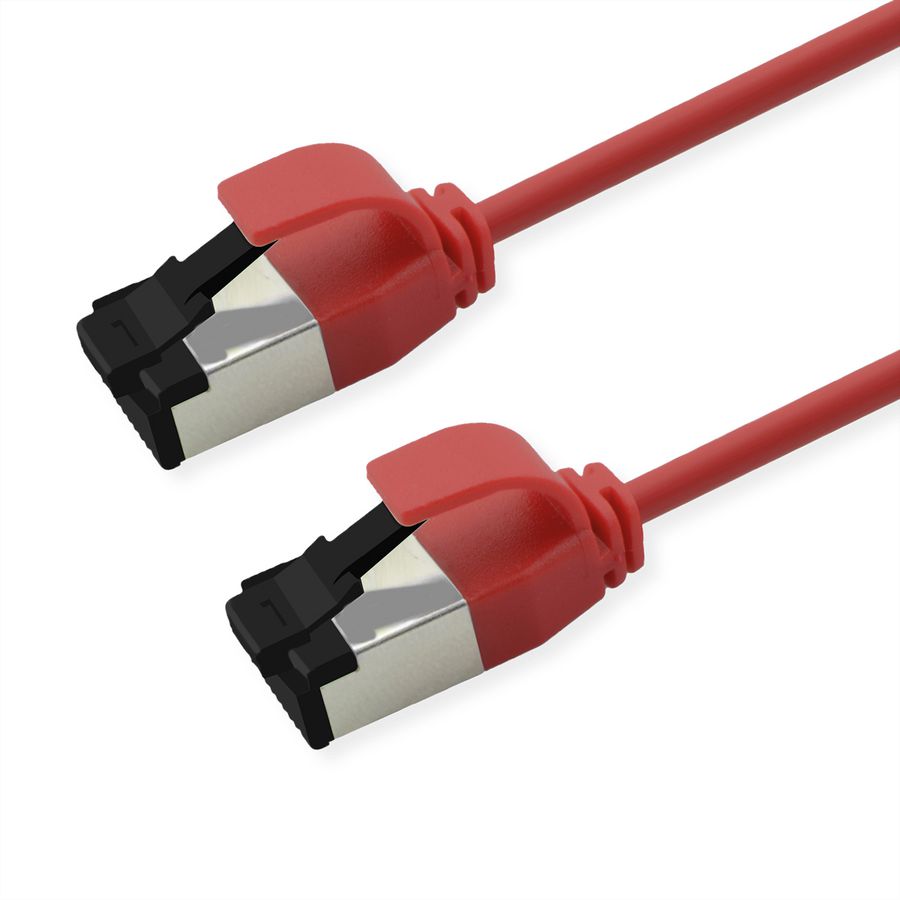 ROLINE S/FTP Patch Cord Cat. 8.1 (Class I), LSOH, Slim, PoE, red, 0.5 m