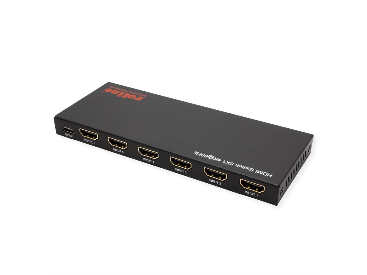 ROLINE HDMI Switch, 5x1, 4K60Hz, with Remote Control