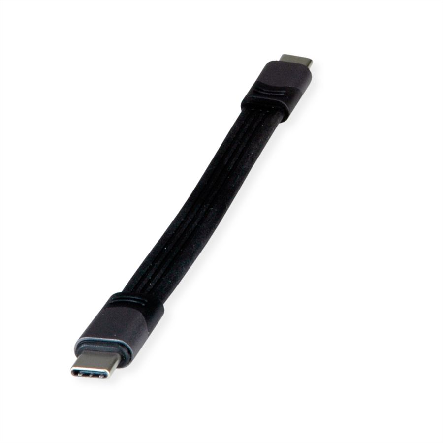 ROLINE USB4 Gen3x2 Cable, PD, C-C, M/M, 8K UHD-2, 40Gbit/s, 100W, extra-flat, black, 15 cm