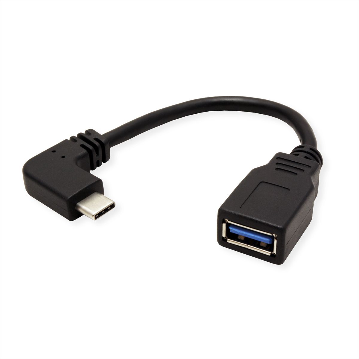 ROLINE USB Type C 90° angled - A, M/F, OTG, black, 0.15 m