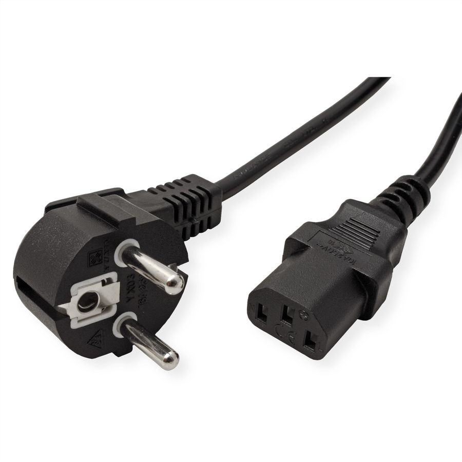 VALUE Power Cable, straight IEC Conncector, black, 1.8 m