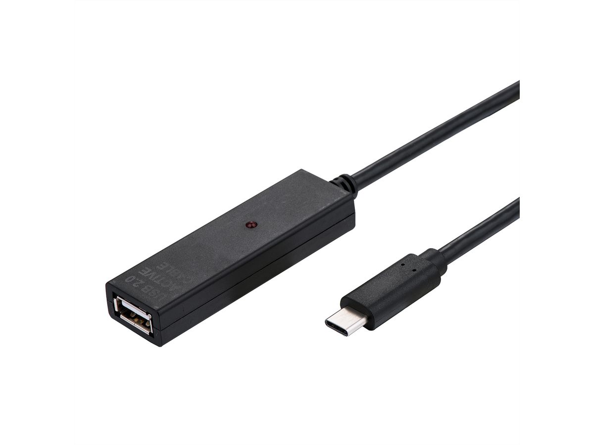 VALUE USB 2.0 Extension Cable, Active with Repeater, A - C, black, 20 m