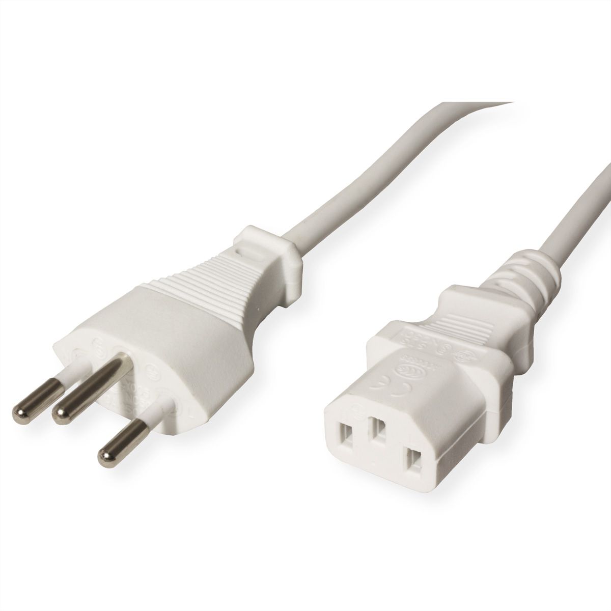 VALUE Power Cable, Straight IEC, CH, white, 1.8 m
