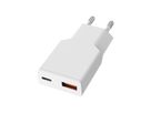 VALUE USB Wall Charger, EU Plug, 2x Ports (A+C), 20W, white