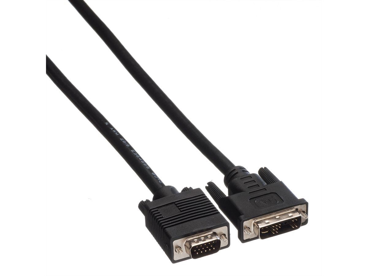 ROLINE DVI Cable, DVI (12+5) - HD15, M/M, 2 m