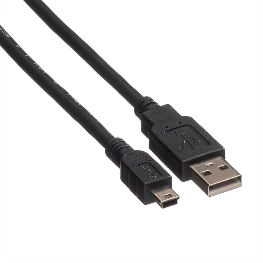 ROLINE USB 2.0 Cable, A - 5-Pin Mini, M/M, black, 0.8 m
