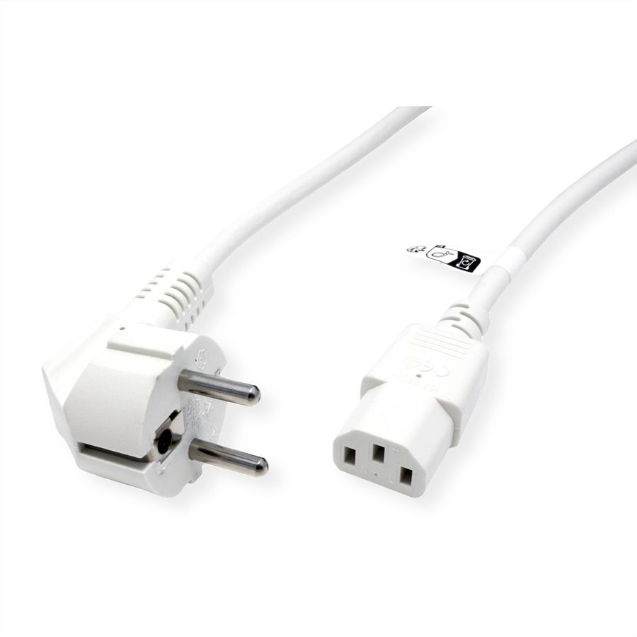 ROLINE GREEN Power Cable, straight IEC Connector, white, 0.8 m