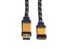 ROLINE GOLD USB 3.2 Gen 1 Cable, A - Micro B, M/M, 0.8 m