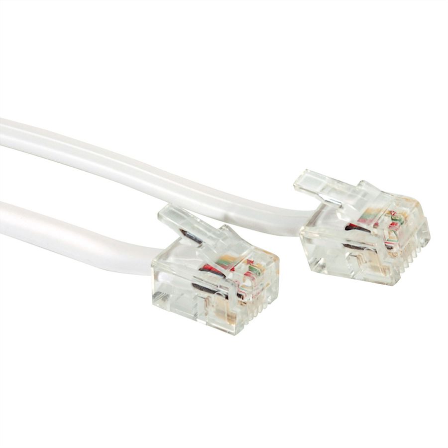 RJ-12 Cable, 6P4C, white, 15 m
