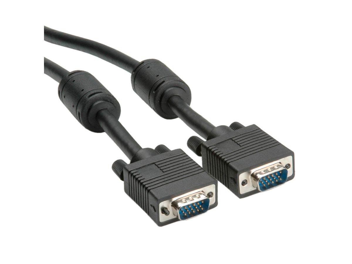 SVGA Cable + Ferrite, +DDC, HD15, M/M, black, 6 m