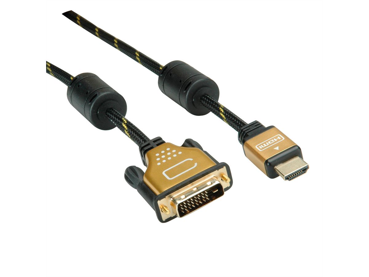 ROLINE GOLD Monitor Cable, DVI (24+1) - HDMI, M/M, 1 m