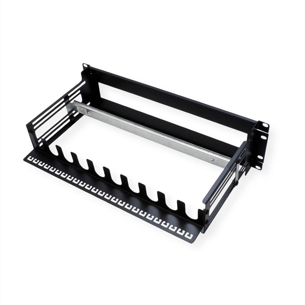 VALUE 19" Support Frame for DIN Rail-Mounted Devices, 3U, with Cable Management, black