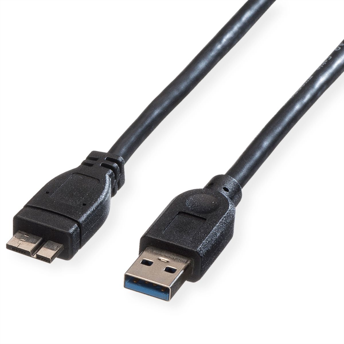 ROLINE USB 3.2 Gen 1 Cable, A - Micro A, M/M, black, 0.8 m