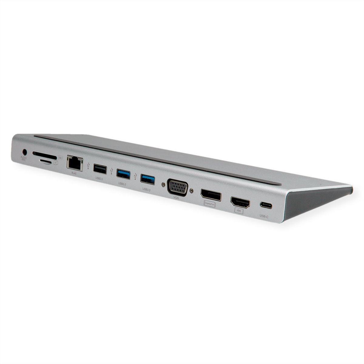 VALUE USB-C Multiport Docking Station, 4K HDMI/DP, VGA, USB 3.2 Gen 1, USB 2.0, SD/Micro SD Card Reader, Power Delivery, Gigabit Ethernet, 3.5mm Audio
