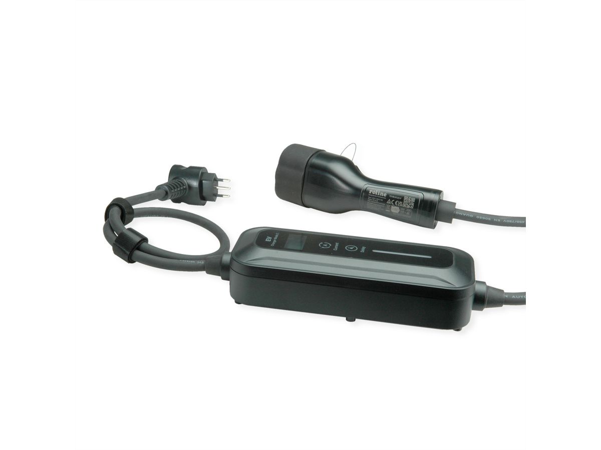 ROLINE Portable EV Charging Cable, Italian Plug - Type 2, Mode 2, 10 A, 2.3 kW, 3 m