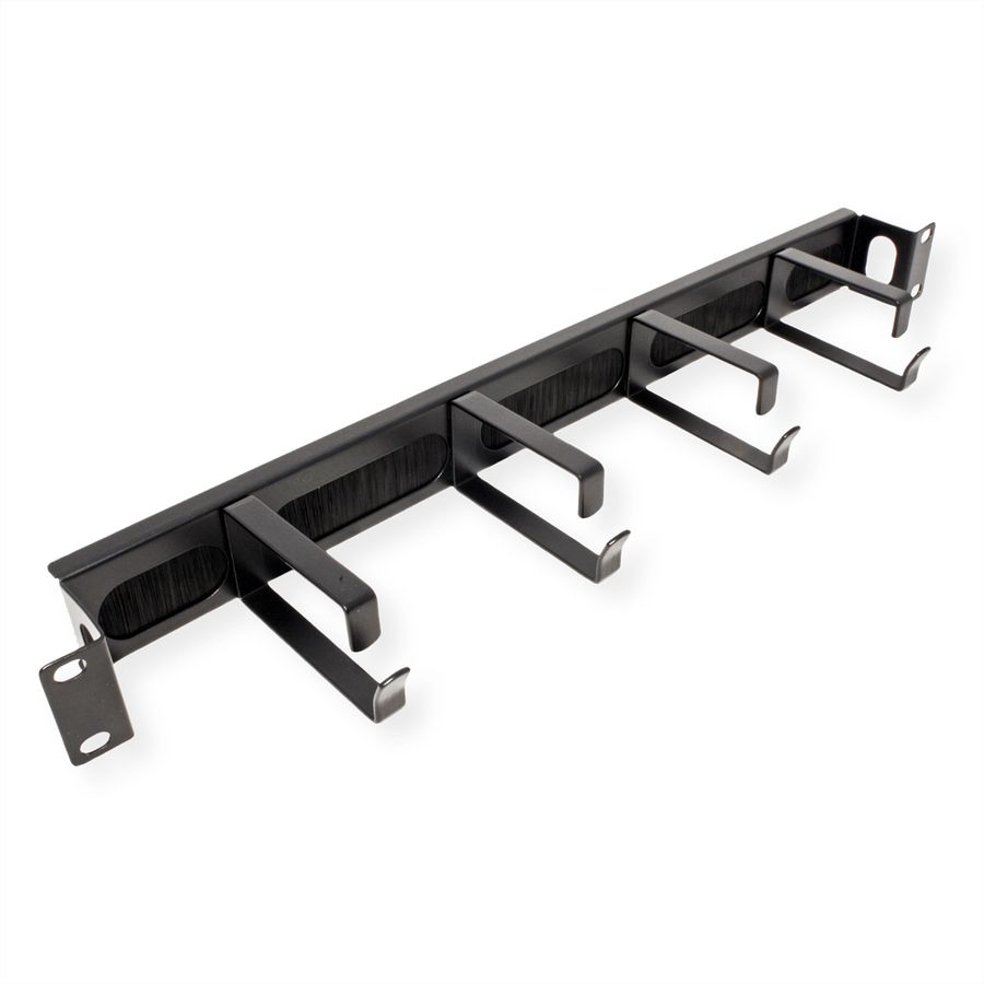 VALUE 19" Cable Management 1U, with 4 Metal Rings (G-Type), with Brush Seal, black