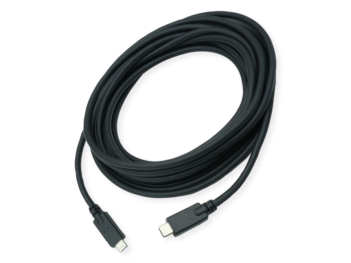 ROLINE Cable USB 3.2 Gen2 Compatible, PD (Power Delivery) 20V5A, with Emark, C-C, M/M, black, 5 m