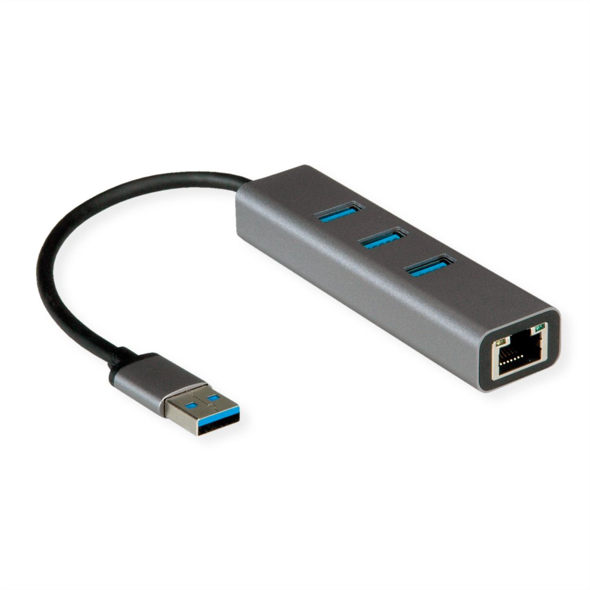 ROLINE USB-A to Gigabit Ethernet Converter + Hub