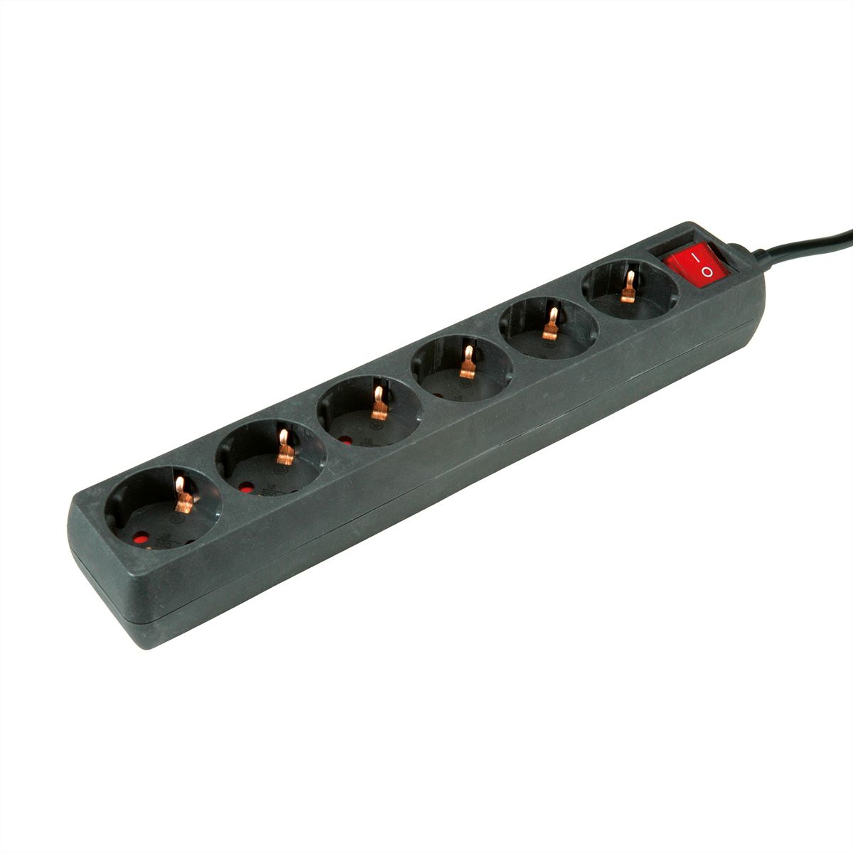 ROLINE Power Strip, 6-way, with Switch, black, 3 m
