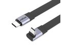 ROLINE Cable USB4 2.0, Flat, Straight-270° Angled, with Emark, C–C, M/M, 8K UHD-2, 80Gbit/s, 240W, black, 0.8 m