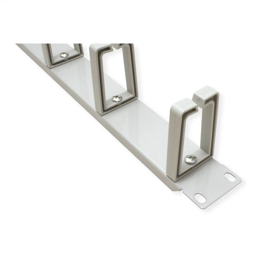 VALUE 19" 1U Cable Management Plate, C-Type, 5 Hooks, grey