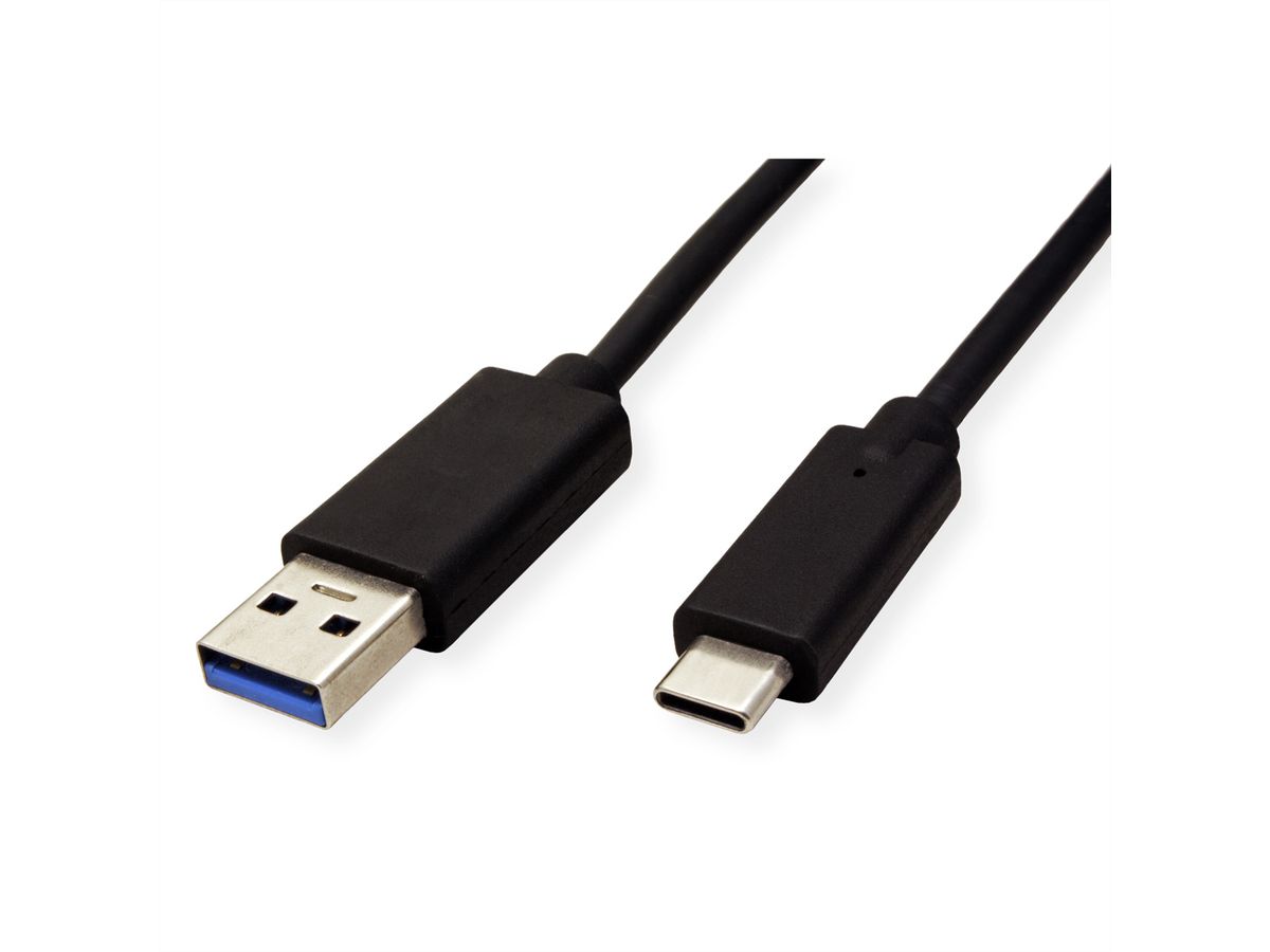 ROLINE GREEN USB 3.2 Gen 1 Cable, A-C, M/M, black, 1 m