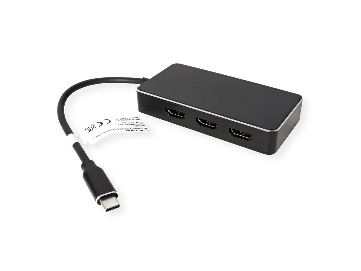 VALUE USB Type C - HDMI Multistream Adapter, 3x HDMI, 4K, M/F