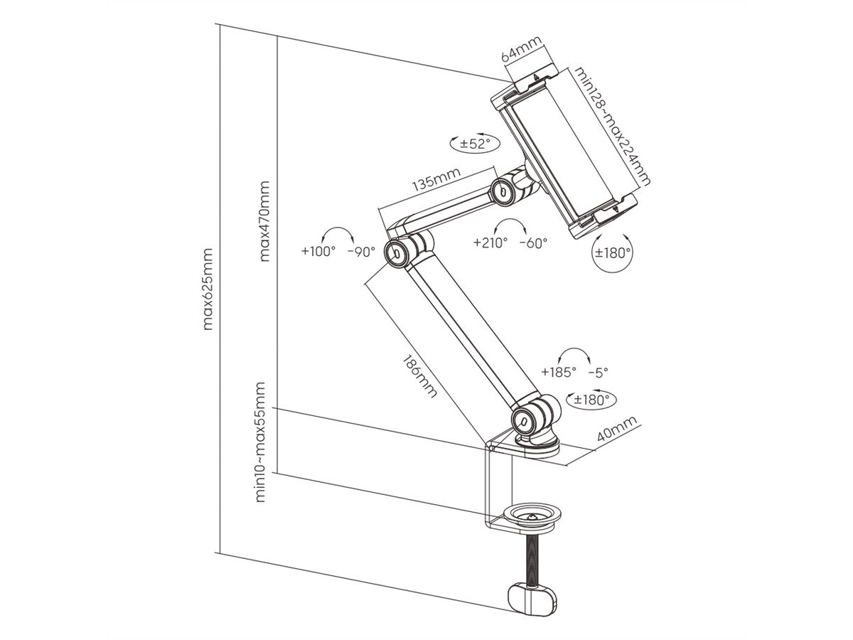 VALUE Universal Adjustable Tablet Clamp Mount