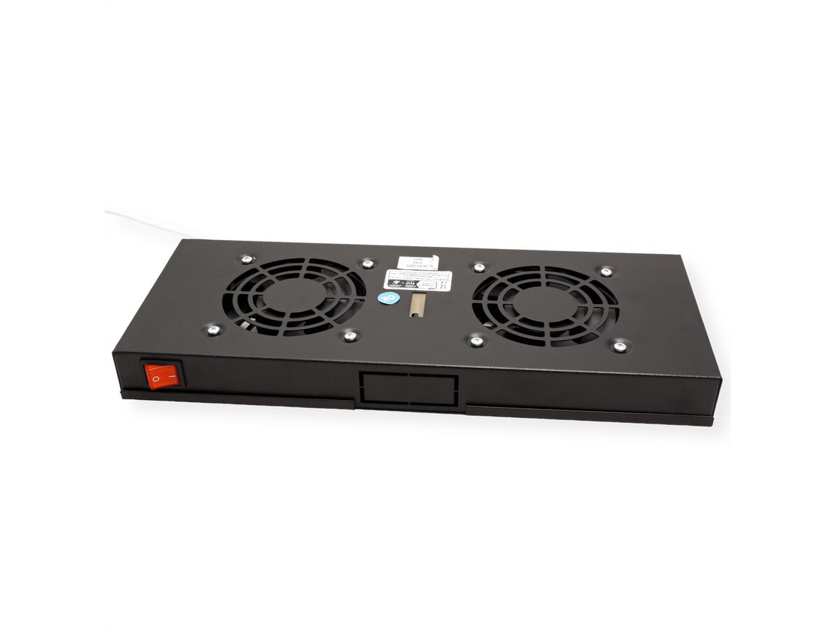 ROLINE 19-inch fan unit 2 fans, Thermostat black