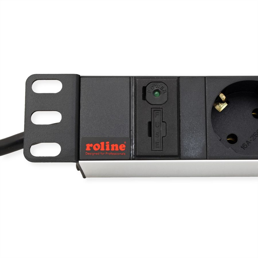 ROLINE 19" PDU for Cabinets 8x 2300W, IEC320 C14 M, silver, 2 m