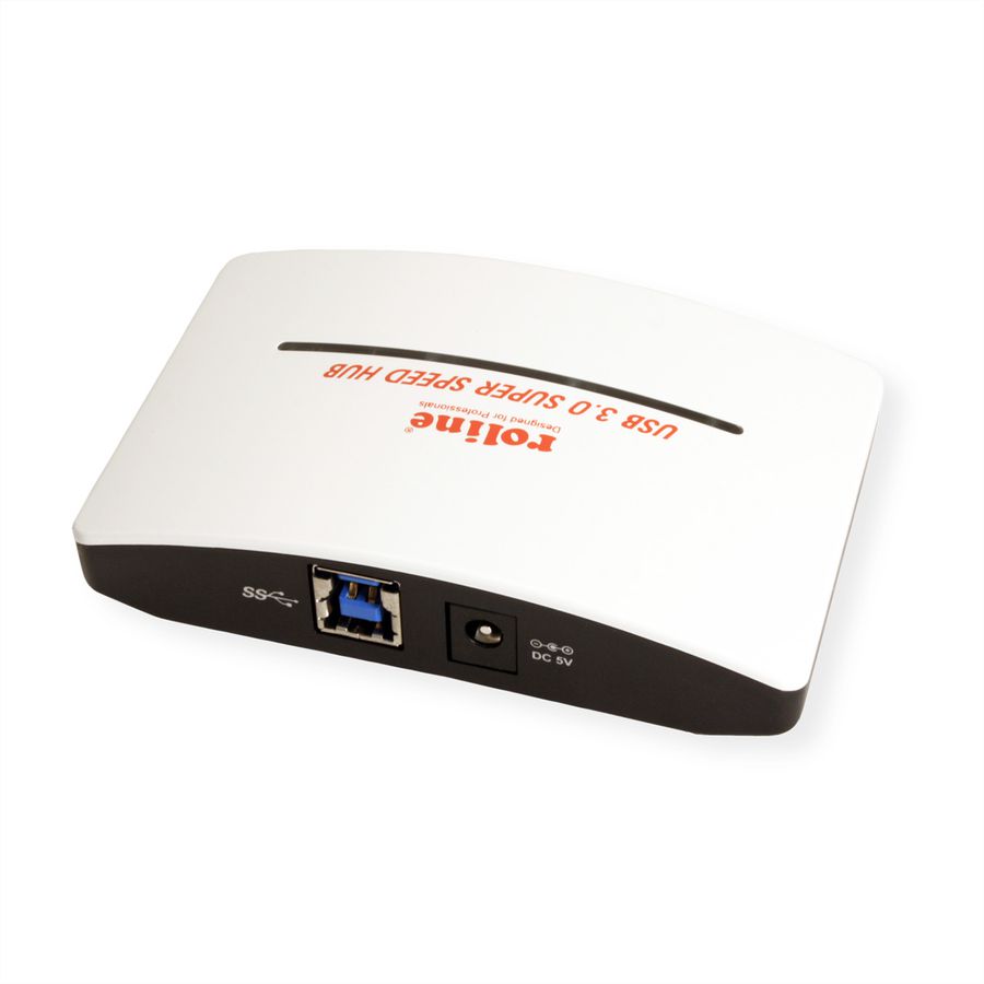 ROLINE USB 3.2 Gen 1 Hub "Black & White", 4 Ports, with Power Supply