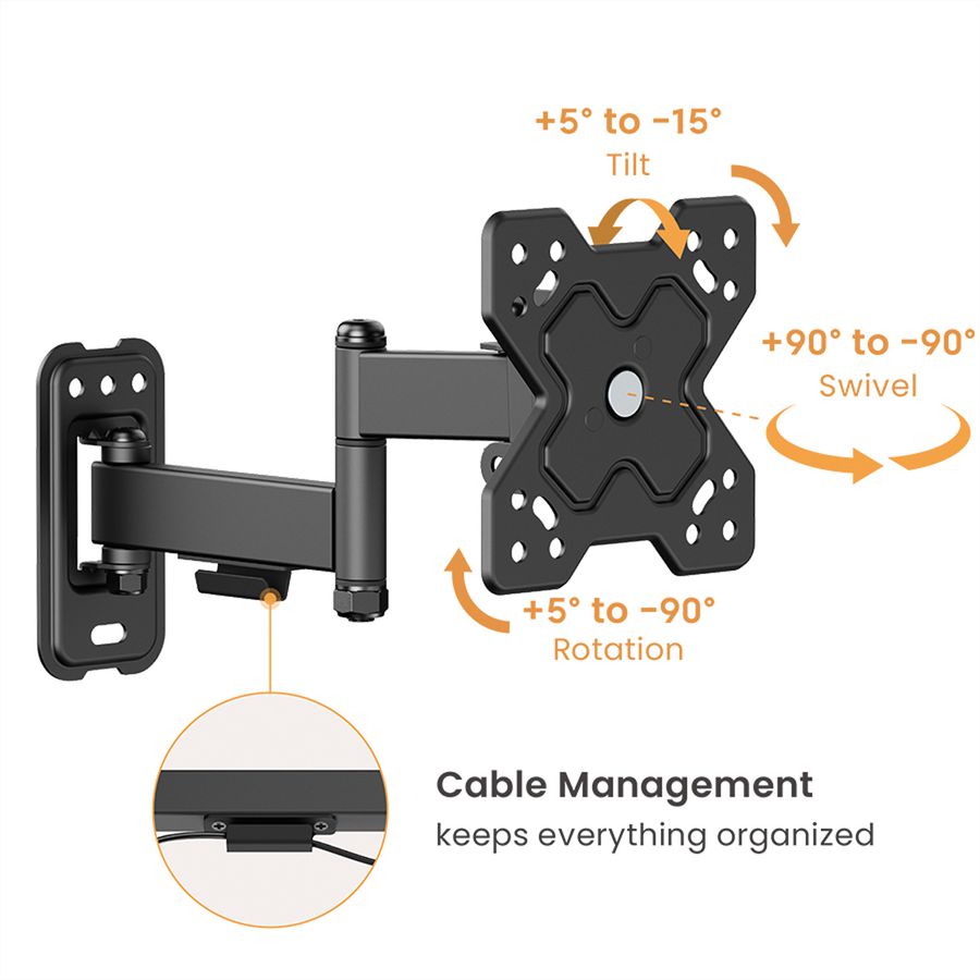 VALUE TV Monitor Arm, Wall Mount, 3 joints, 13–32 inch, max. 20 kg
