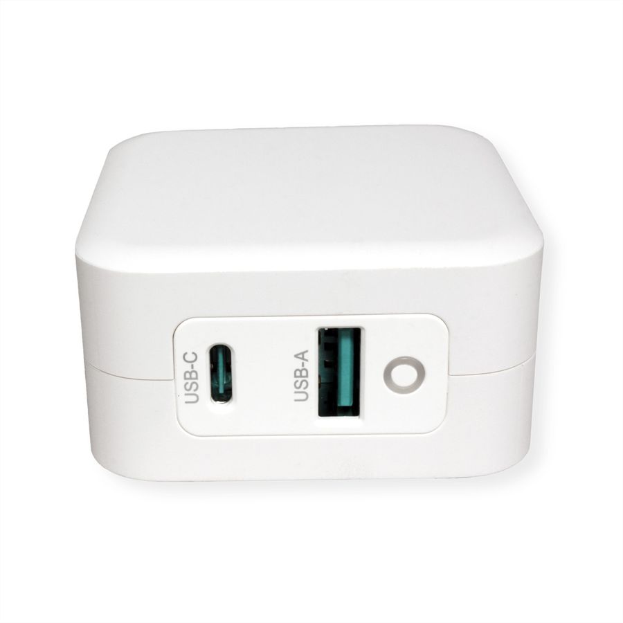 ROLINE USB Wall Charger Euro Plug, 2 Ports, 1x QC3.0 + 1x C (PD), 65W