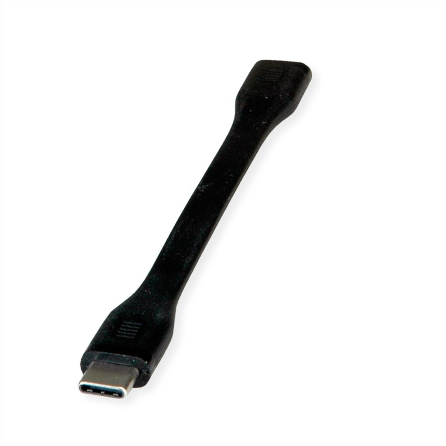 ROLINE USB4 Gen3x2 Cable, C-C, M/F, 8K UHD-2, 40Gbit/s, 100W, extra-flat, black, 11.5 cm