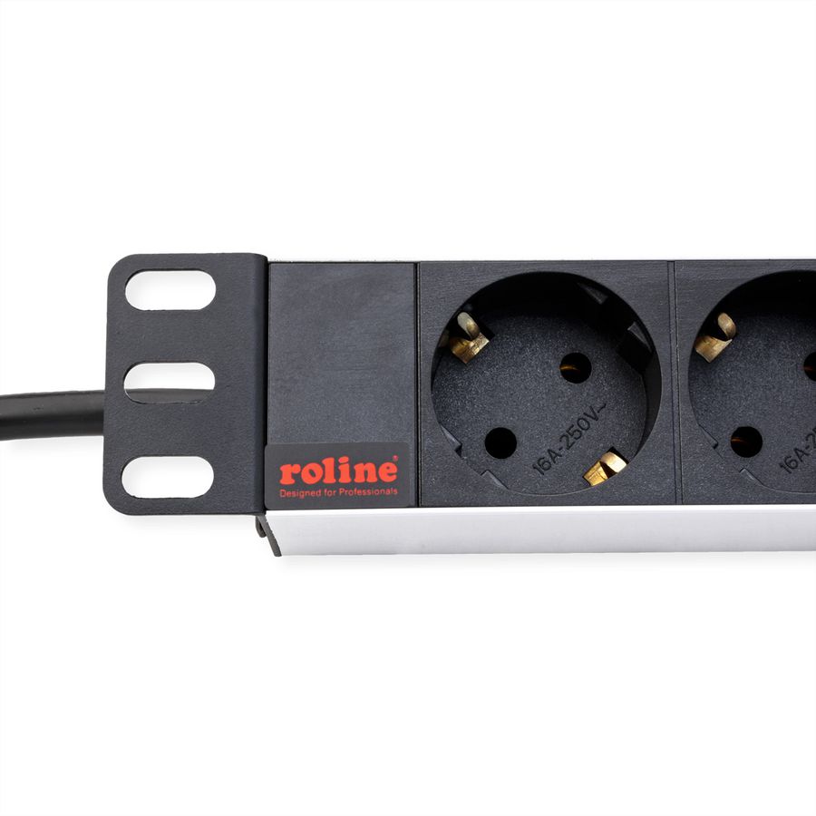 ROLINE PDU for Cabinet, 9x socket, 45°, 16A, silver, 2 m