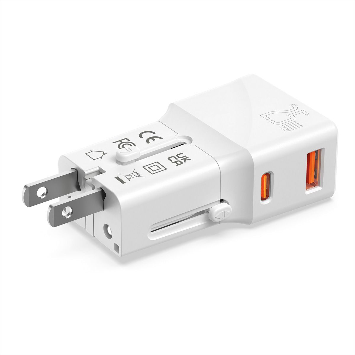 VALUE POCKET Travel Charger, EU/UK/US, 2x Ports (A+C), 25W