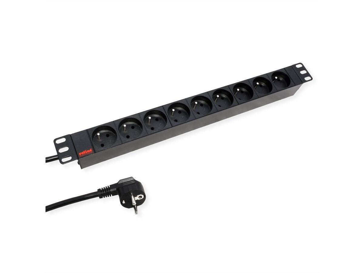ROLINE PDU for Cabinet, 9x socket, 45°, 16A, UTE Version, black, 2 m