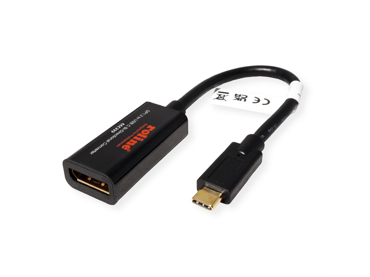 ROLINE Type C - DisplayPort AdapterCable, M/F, Bi-directional, 0.2 m