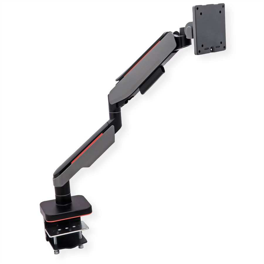 ROLINE Single LCD Monitor Stand, Gas Spring, Desk Clamp, 5 Joints, 17–49 inch, max. 20 kg